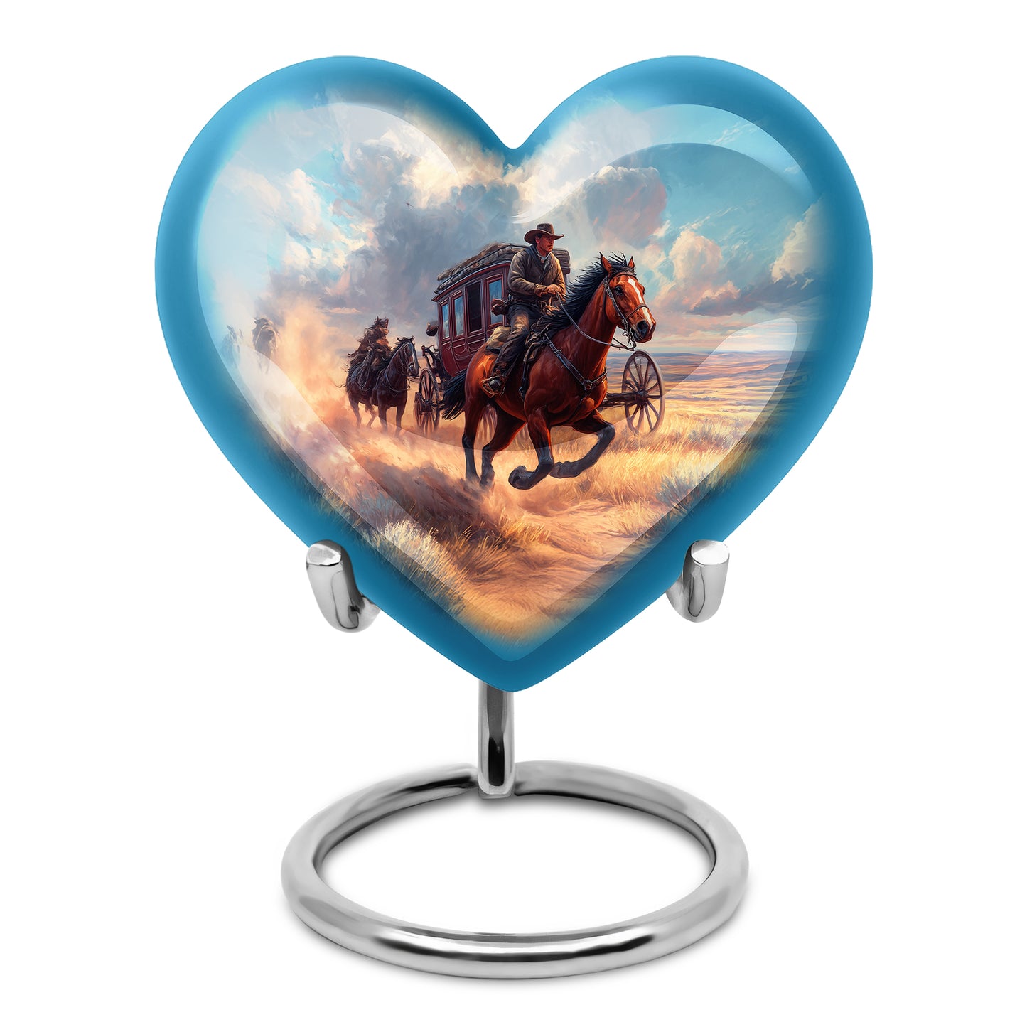 Ethereal Cowboy Memorial Cremation Urns - Blue 10-inch, 200 cu in - Yatskia