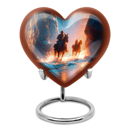 Blue Comforting Cowboy Memorial Urn for Ashes - 10-inch, 200 cu in - Yatskia