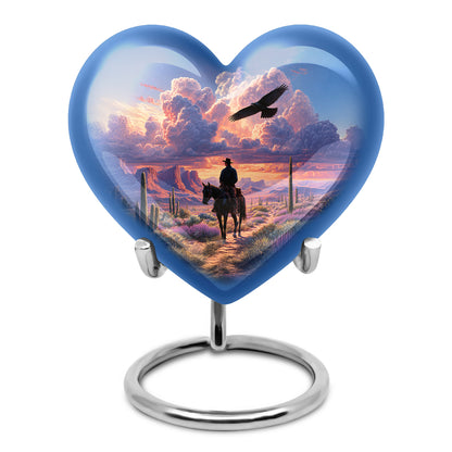 Personalized Cowboy Cremation Urns - Pristine Blue 10-inch, 200 cu in - Yatskia
