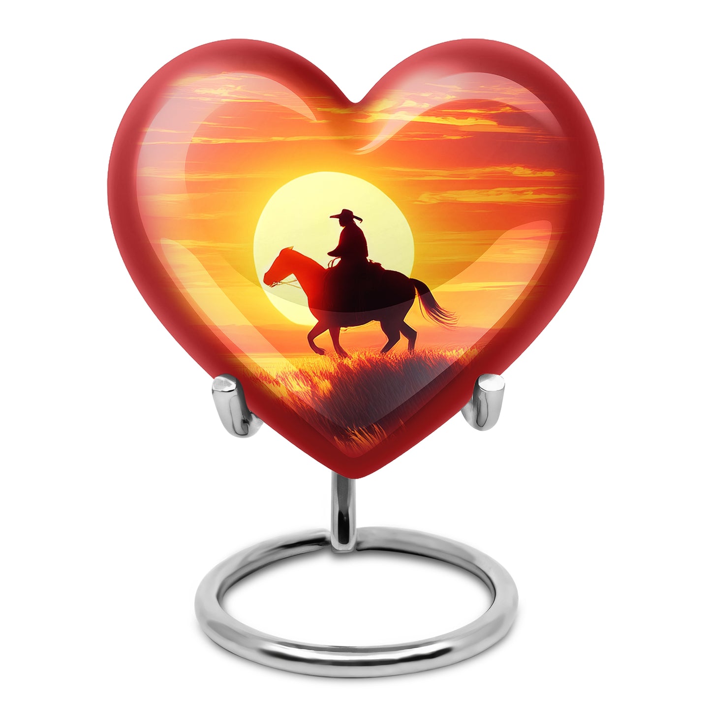 Radiant Cowboy Memorial Cremation Urns - Red 10-inch, 200 cu in - Yatskia