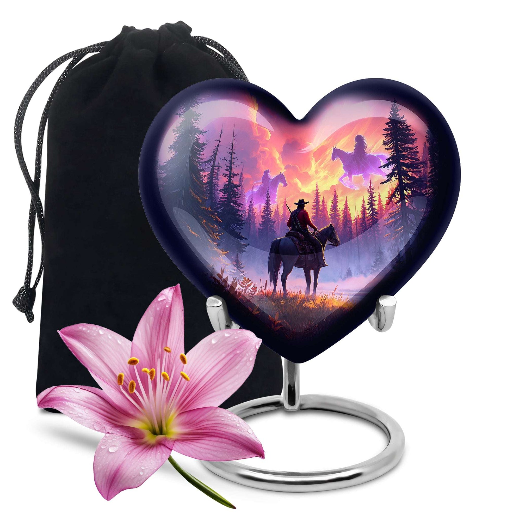 Large Cowboy Horse Cremation Urn for Adult Ashes - Pink Urn For Cremation Ashes