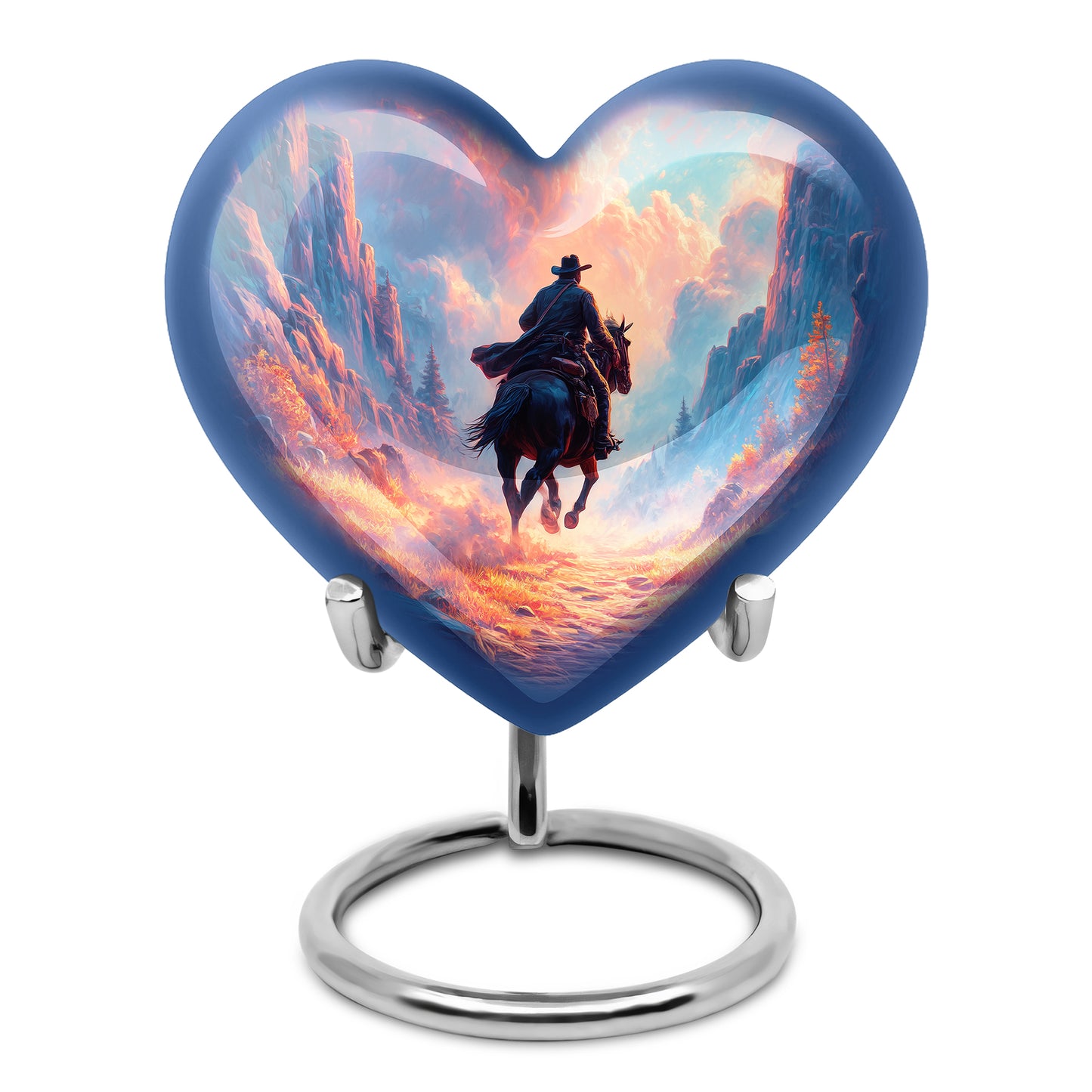 Personalized Cowboy Cremation Urns - Eminent Blue 10-inch, 200 cu in - Yatskia