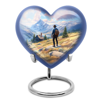 Inspiring Blue Cowboy Homage Urn for Human Ashes - 10-inch, 200 cu in - Yatskia