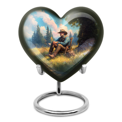 Personalized Cowboy Cremation Urns - Wondrous Teal 10-inch, 200 cu in - Yatskia