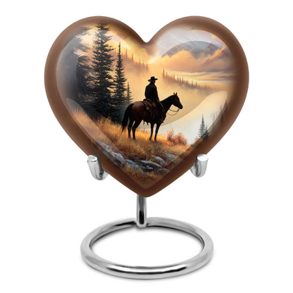 Luminous Gold Cowboy Keepsake Urn for Human Ashes - 10-inch, 200 cu in - Yatskia