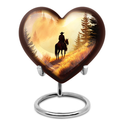 Harmonious Cowboy Cremation Urns for Human Ashes - Gold 10-inch - Yatskia