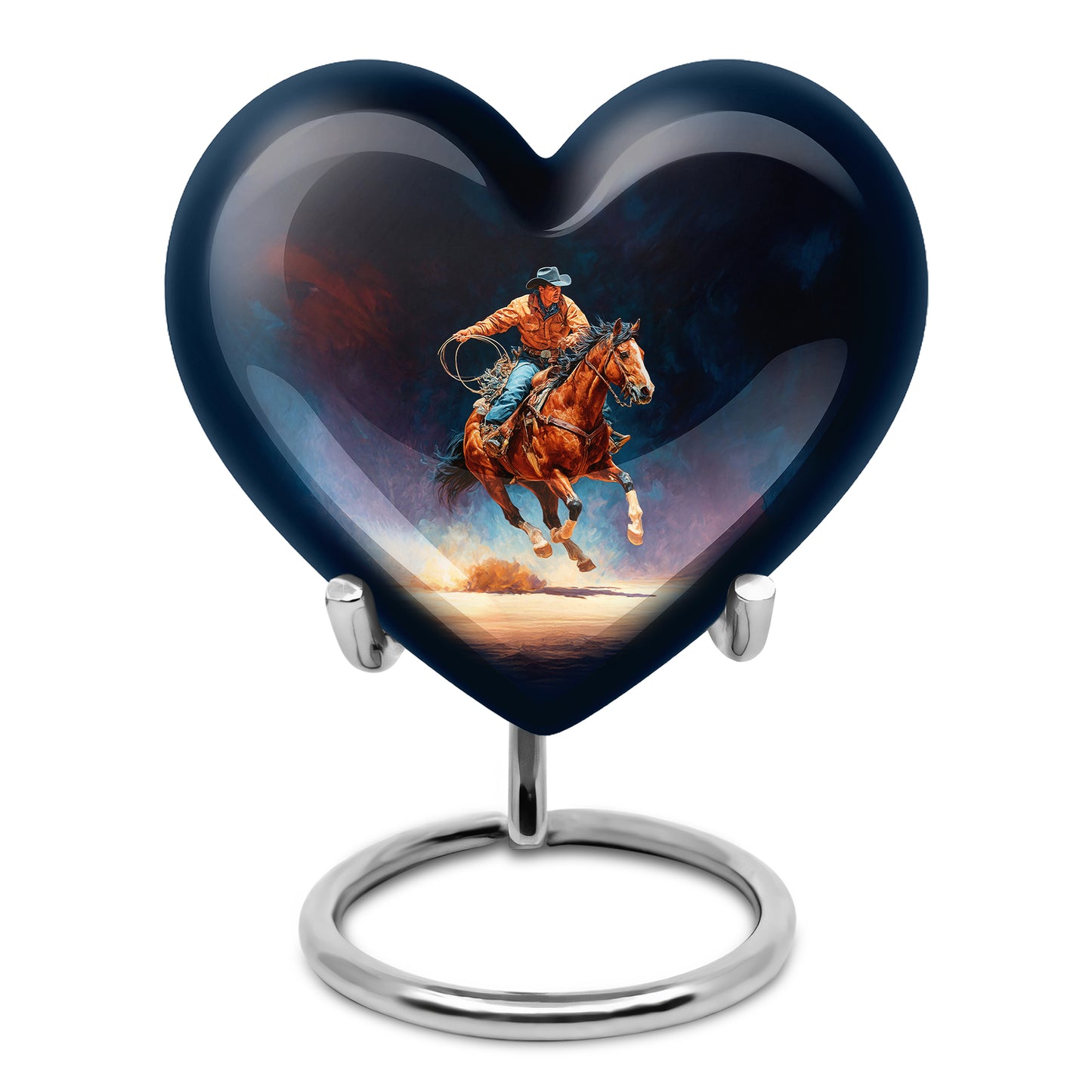 Black Sacred Cowboy Cremation Urns for Human Ashes - 10-inch, 200 cu in - Yatskia