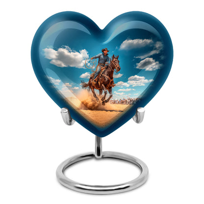 Blue Cowboy Beacon Cremation Urns for Human Ashes - 10-inch, 200 cu in - Yatskia