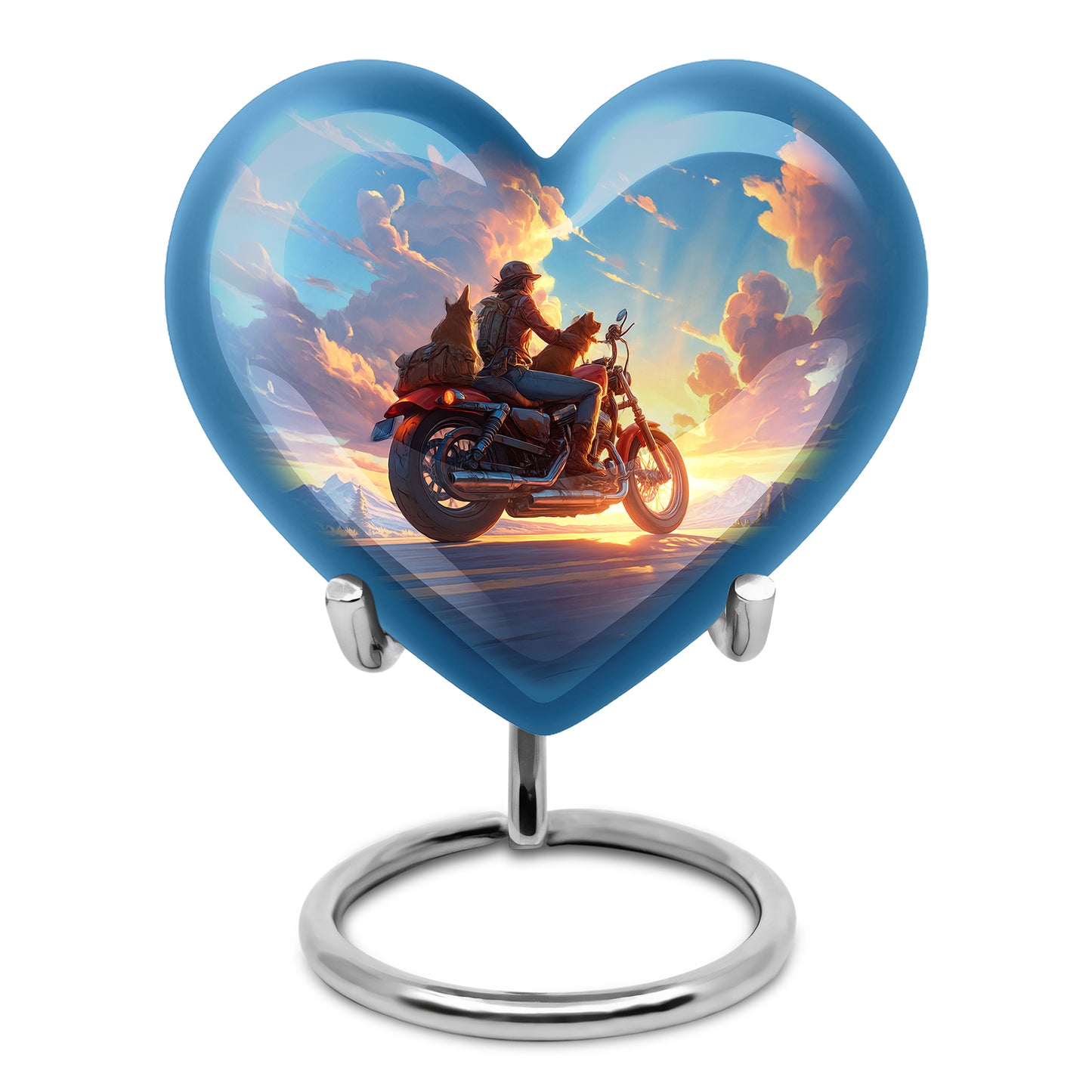 Radiant Bike Memorial Cremation Urns - Blue 10-inch, 200 cu in - Yatskia