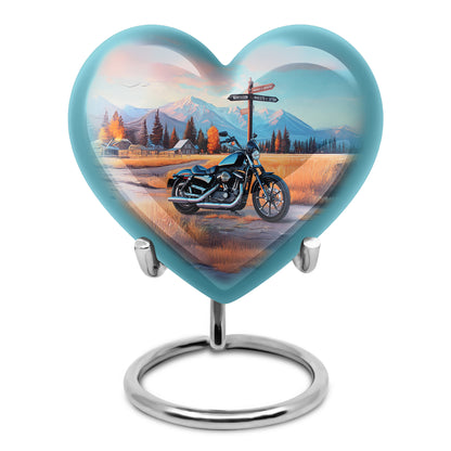 Luminous Blue Bike Benediction Urn for Human Ashes - 10-inch, 200 cu in - Yatskia