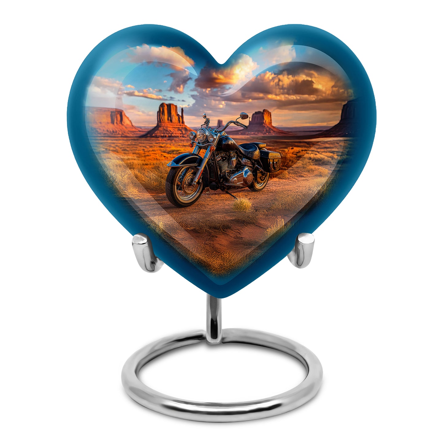 Blue Treasured Bike Cremation Urns for Human Ashes - 10-inch, 200 cu in - Yatskia