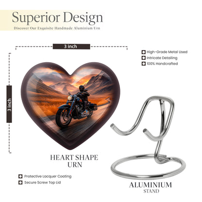 Garnet Red Bike Cremation Urn front view showing detailed design - heart-shaped bike design symbolizing eternal love - mini keepsake memorial for portion of cremation ashes