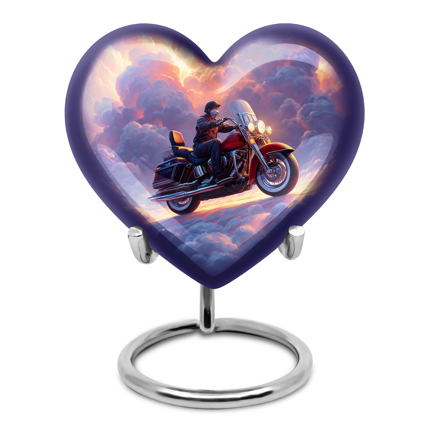 Personalized Blue Steadfast Bike Cremation Urns for Human Ashes - 10-inch, 200 cu in - Yatskia