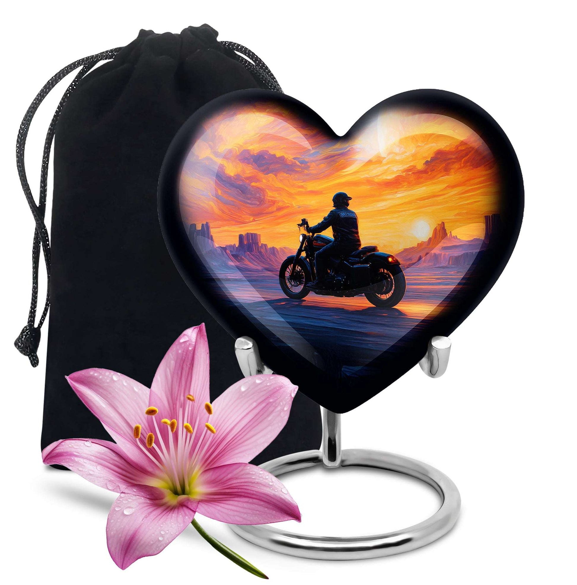Biker Cremation Memorial Urn – Sunset Motorcycle Funeral Urn For Men