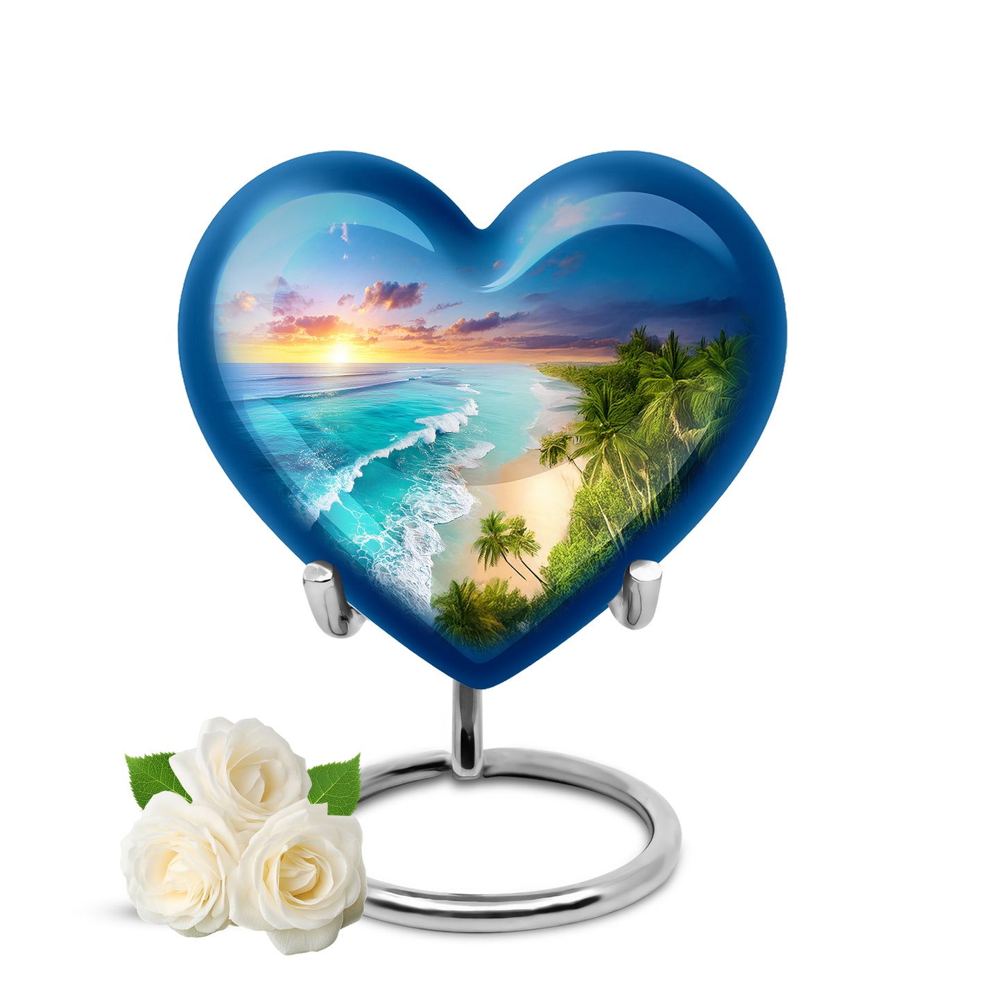 Blue Beach Cremation Urns - Glorious Keepsake 10-inch, 200 cu in - Yatskia