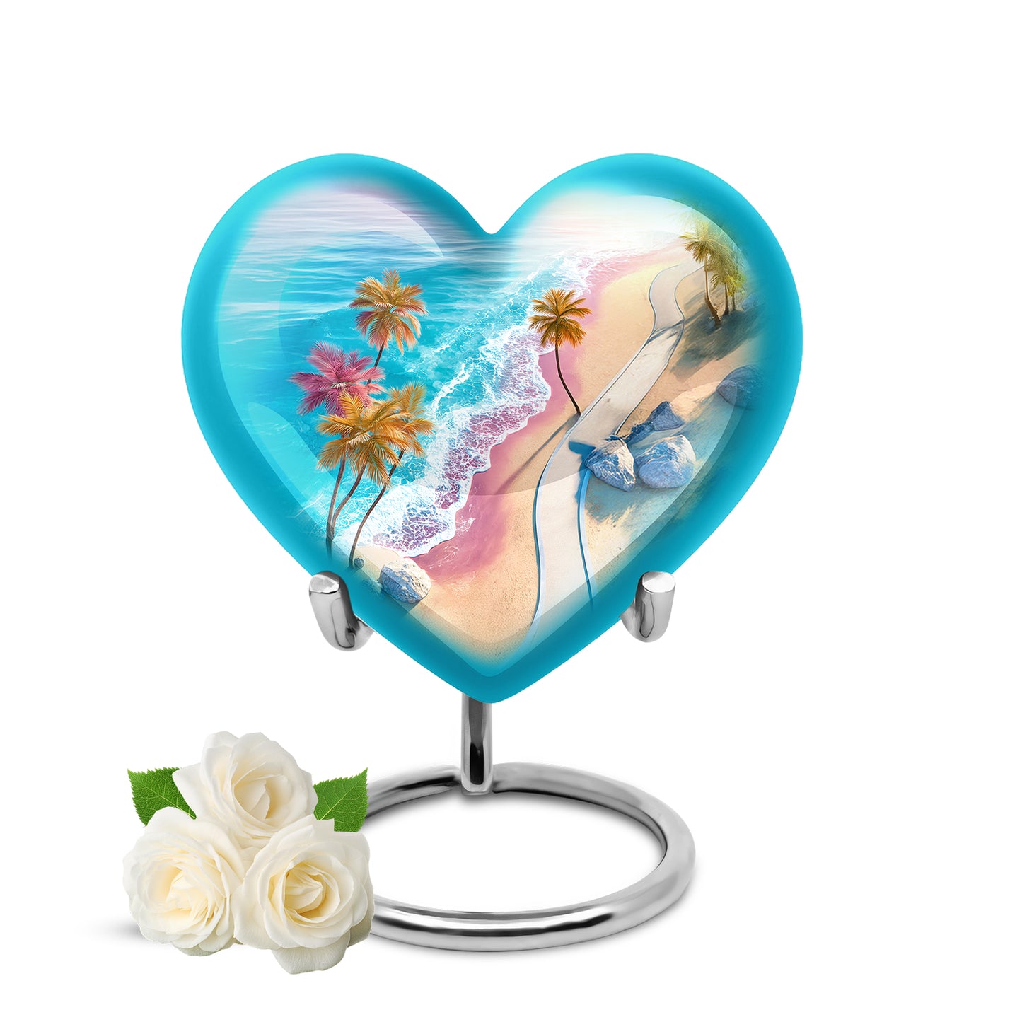 Teal Beach Keepsake Cremation Urns for Human Ashes - 10-inch, 200 cu in - Yatskia