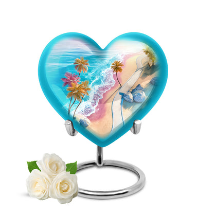 Teal Beach Keepsake Cremation Urns for Human Ashes - 10-inch, 200 cu in - Yatskia