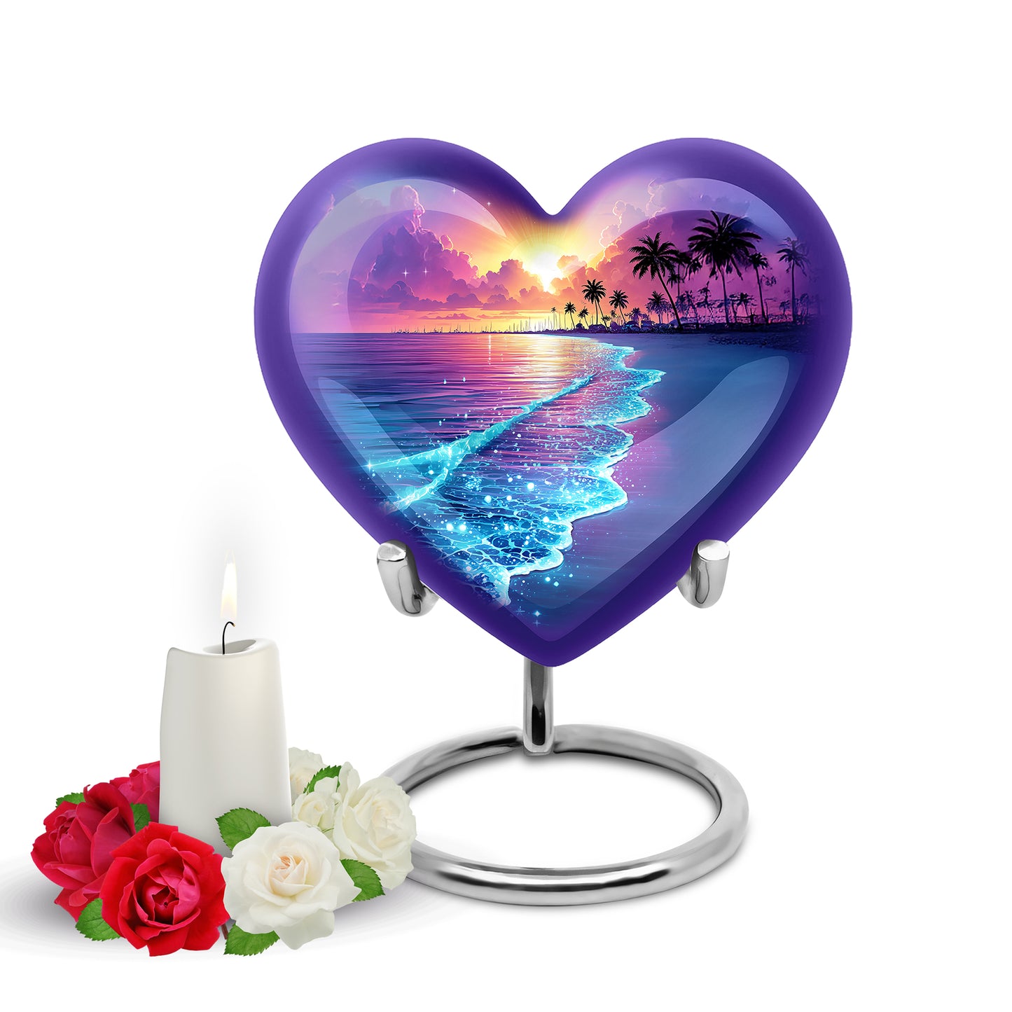 Dignified Blue Beach Cremation Urn for Ashes - 10-inch, 200 cu in - Yatskia
