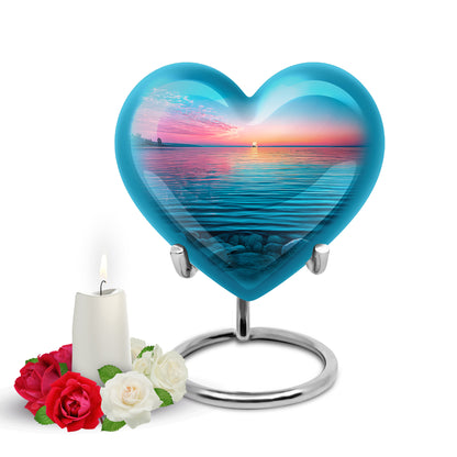 Blue Beach Cremation Urns - Glorious Tribute 10-inch, 200 cu in - Yatskia