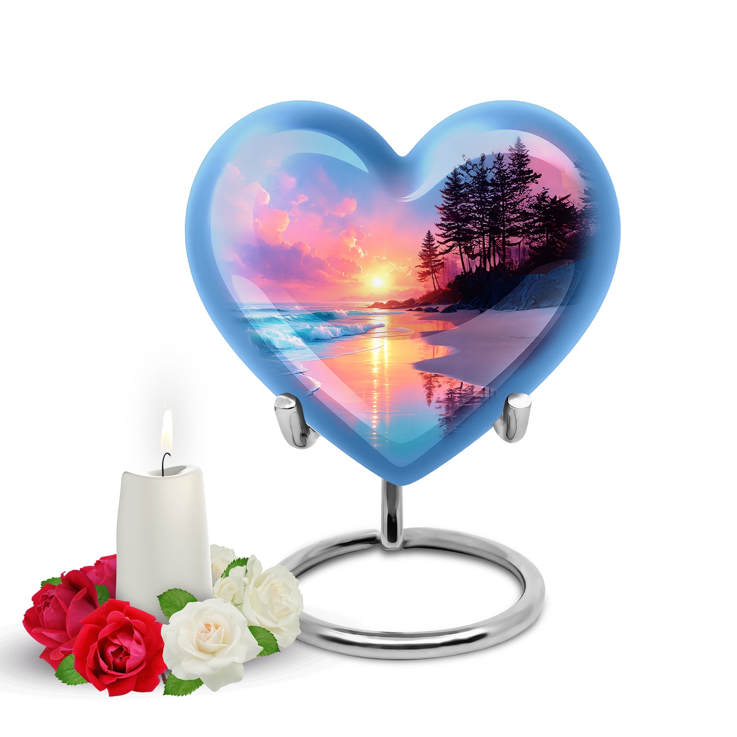 Personalized Beach Cremation Urns - Soothing Blue 10-inch, 200 cu in - Yatskia