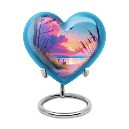 Blue Sacred Beach Cremation Urns for Human Ashes - 10-inch, 200 cu in - Yatskia