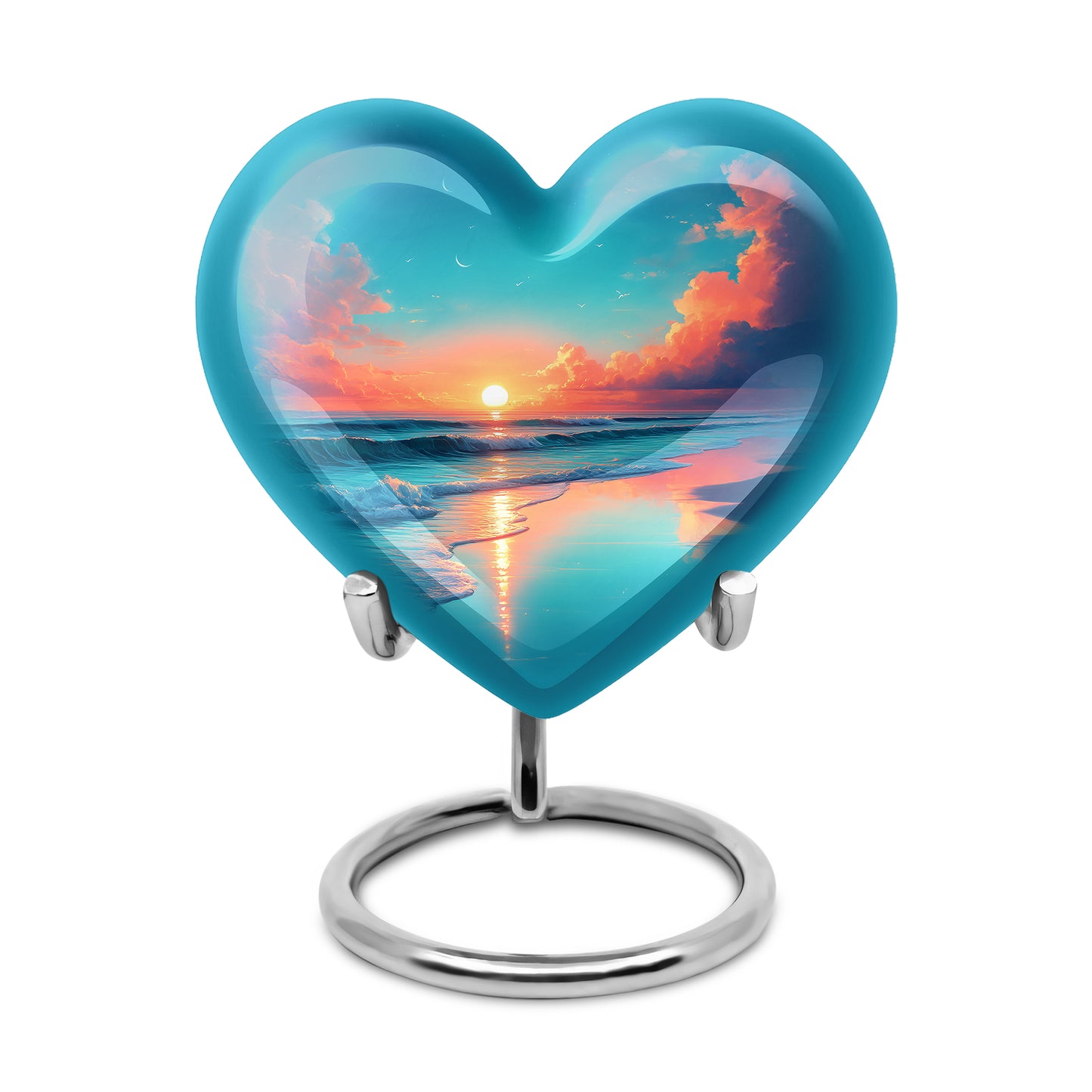 Resplendent Blue Beach Cremation Urn for Ashes - 10-inch, 200 cu in - Yatskia