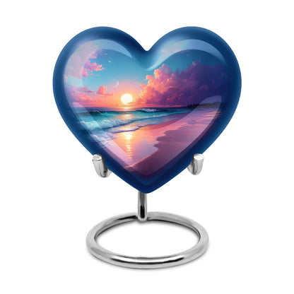 Personalized Blue Beach Cremation Urns for Ashes - Captivating 10-inch - Yatskia