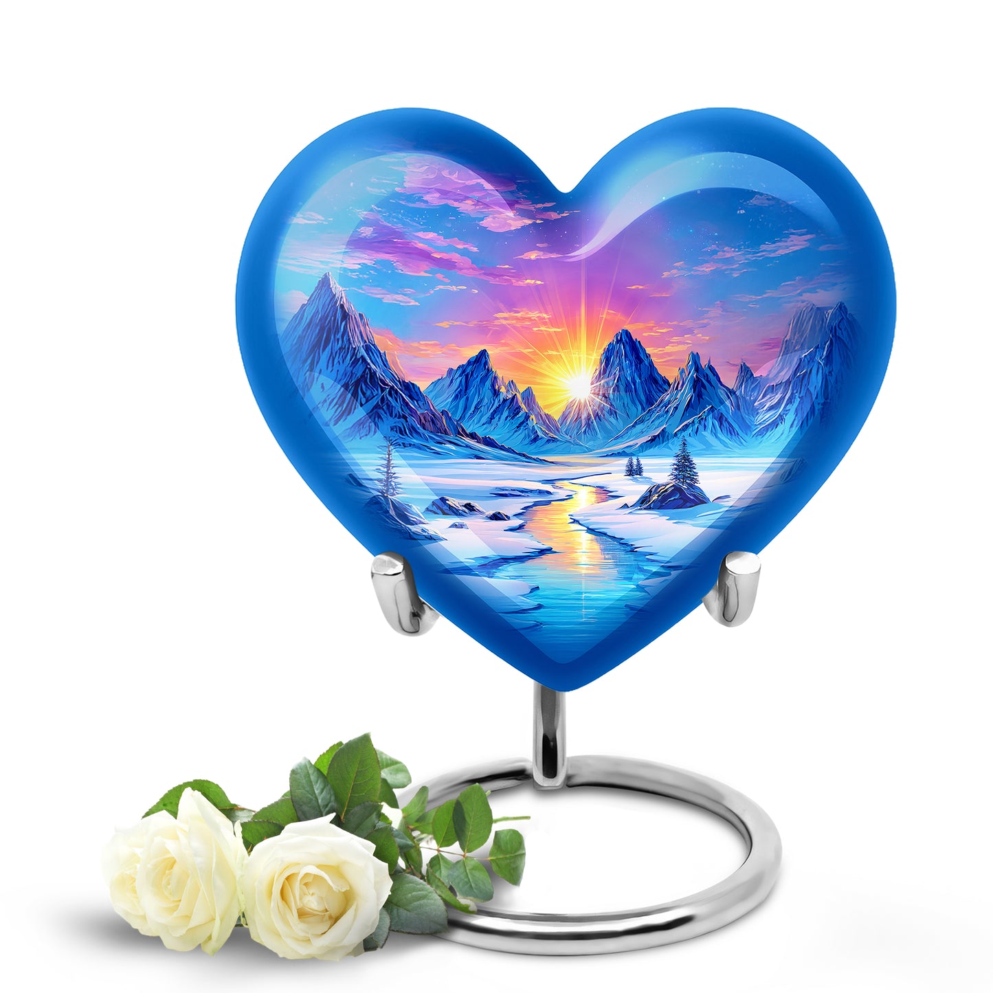 Distinguished Blue Beach Cremation Urn for Ashes - 10-inch, 200 cu in - Yatskia