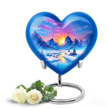 Distinguished Blue Beach Cremation Urn for Ashes - 10-inch, 200 cu in - Yatskia