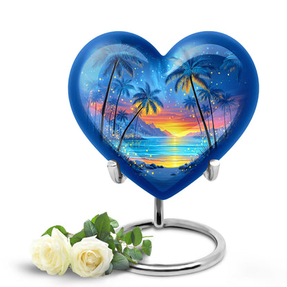Blue Beach Haven Cremation Urns for Human Ashes - 10-inch, 200 cu in - Yatskia