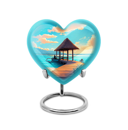 Harmonious Beach Cremation Urns for Human Ashes - Teal 10-inch - Yatskia