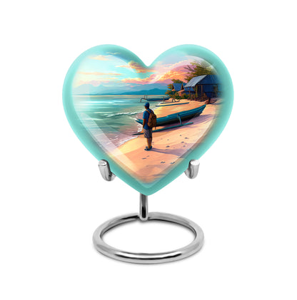 Blessed Beach Cremation Urns for Human Ashes - Teal 10-inch - Yatskia