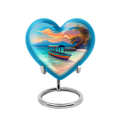 Blue Beach Blessing Cremation Urns for Human Ashes - 10-inch, 200 cu in - Yatskia