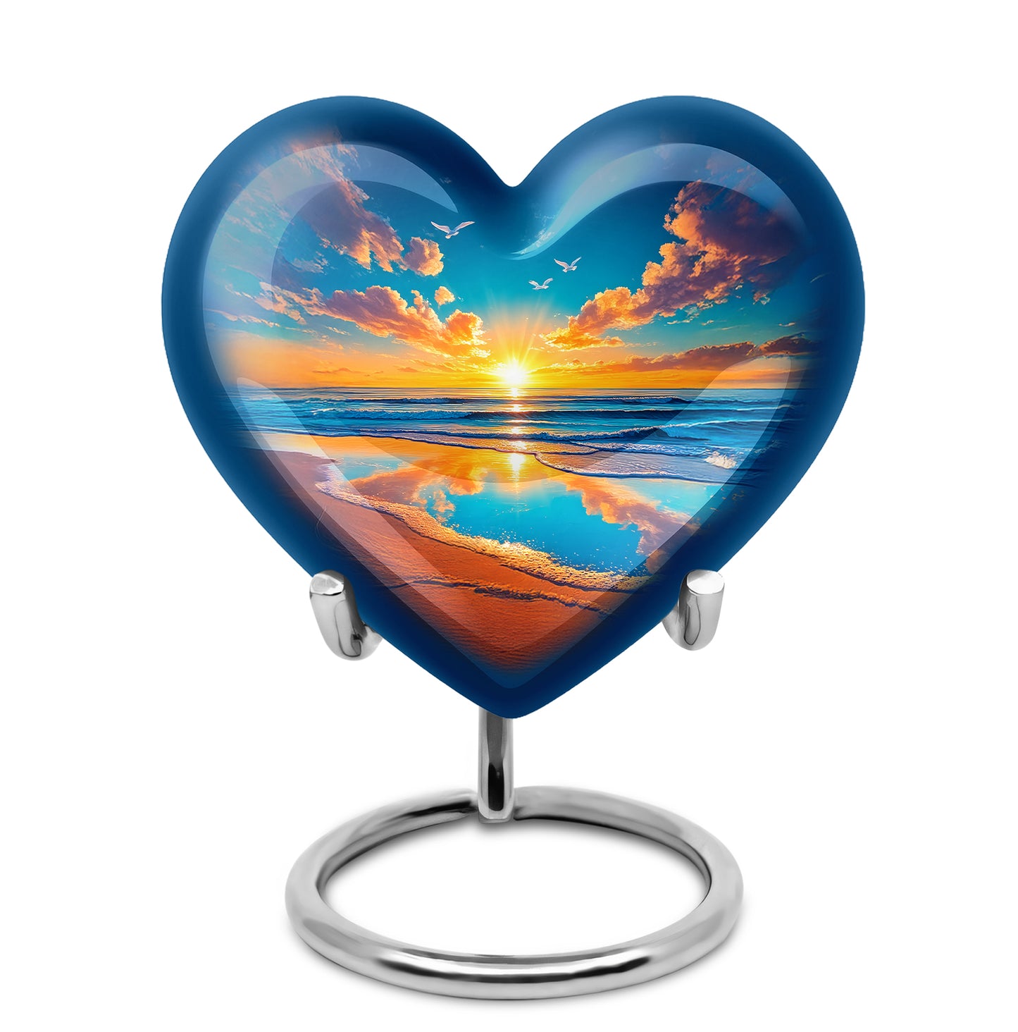 Personalized Blue Heavenly Beach Cremation Urns for Human Ashes - 10-inch, 200 cu in - Yatskia