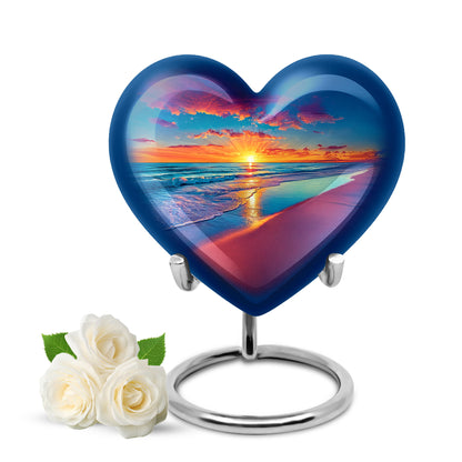 Lustrous Beach Cremation Urns for Human Ashes - Blue 10-inch - Yatskia