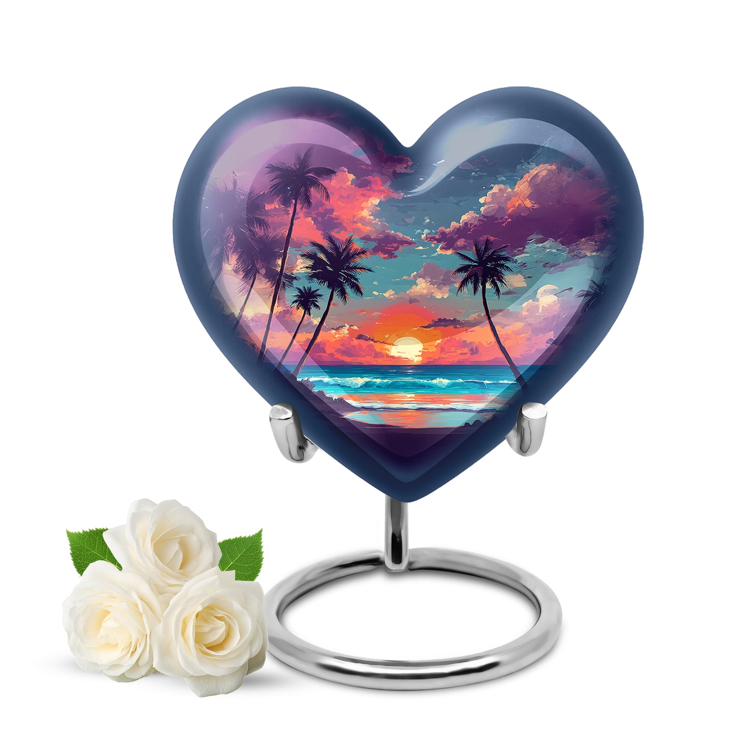 Blue Beach Tribute Cremation Urns for Human Ashes - 10-inch, 200 cu in - Yatskia