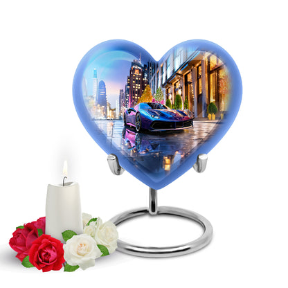 Blue Beloved Car Cremation Urns for Human Ashes - 10-inch, 200 cu in - Yatskia