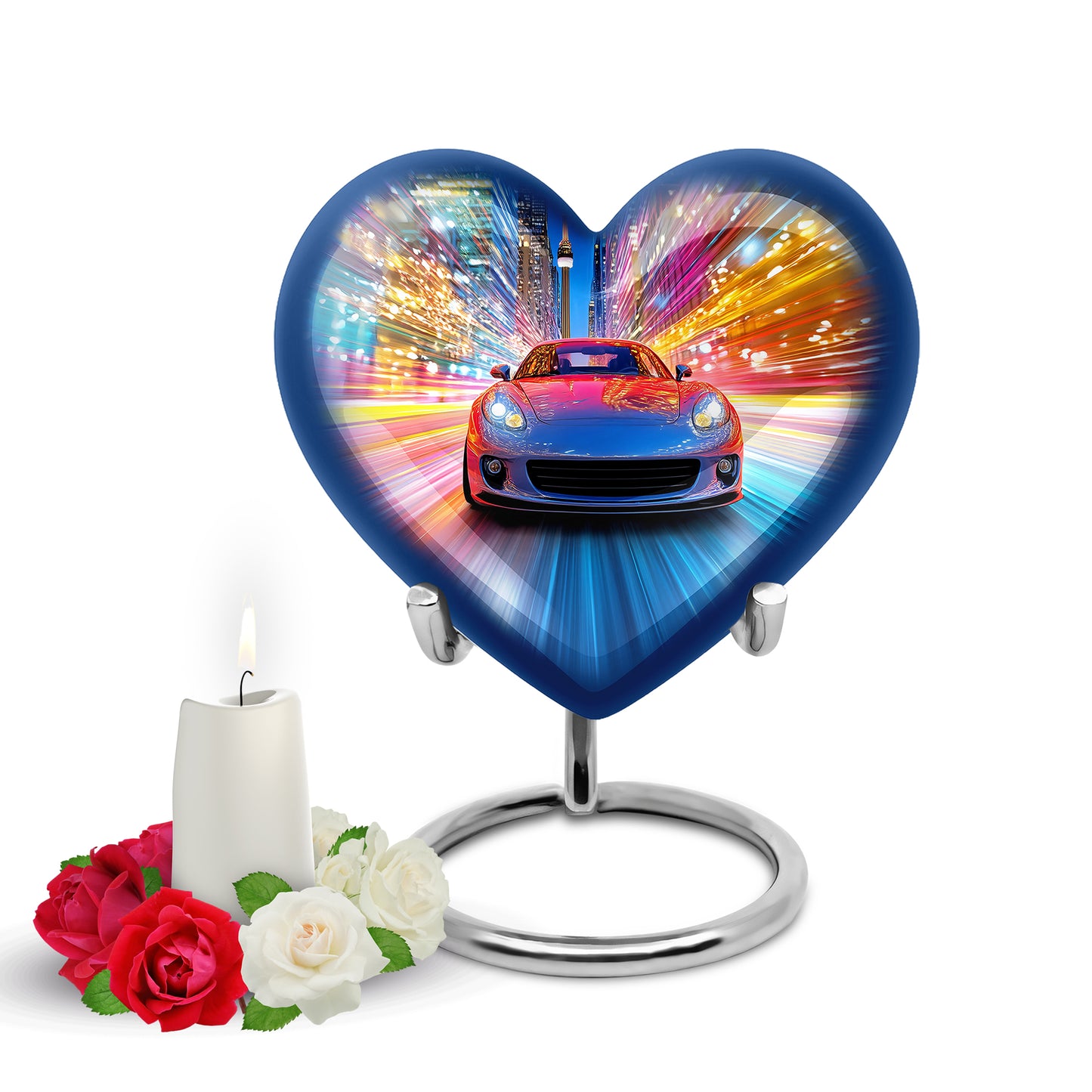Blue Breathtaking Car Memorial Urn for Ashes - 10-inch, 200 cu in - Yatskia