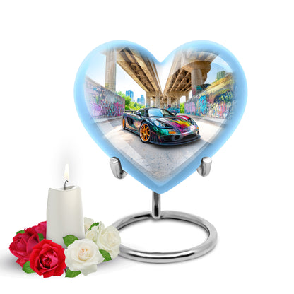 Blue Serene Car Memorial Urn for Ashes - 10-inch, 200 cu in - Yatskia