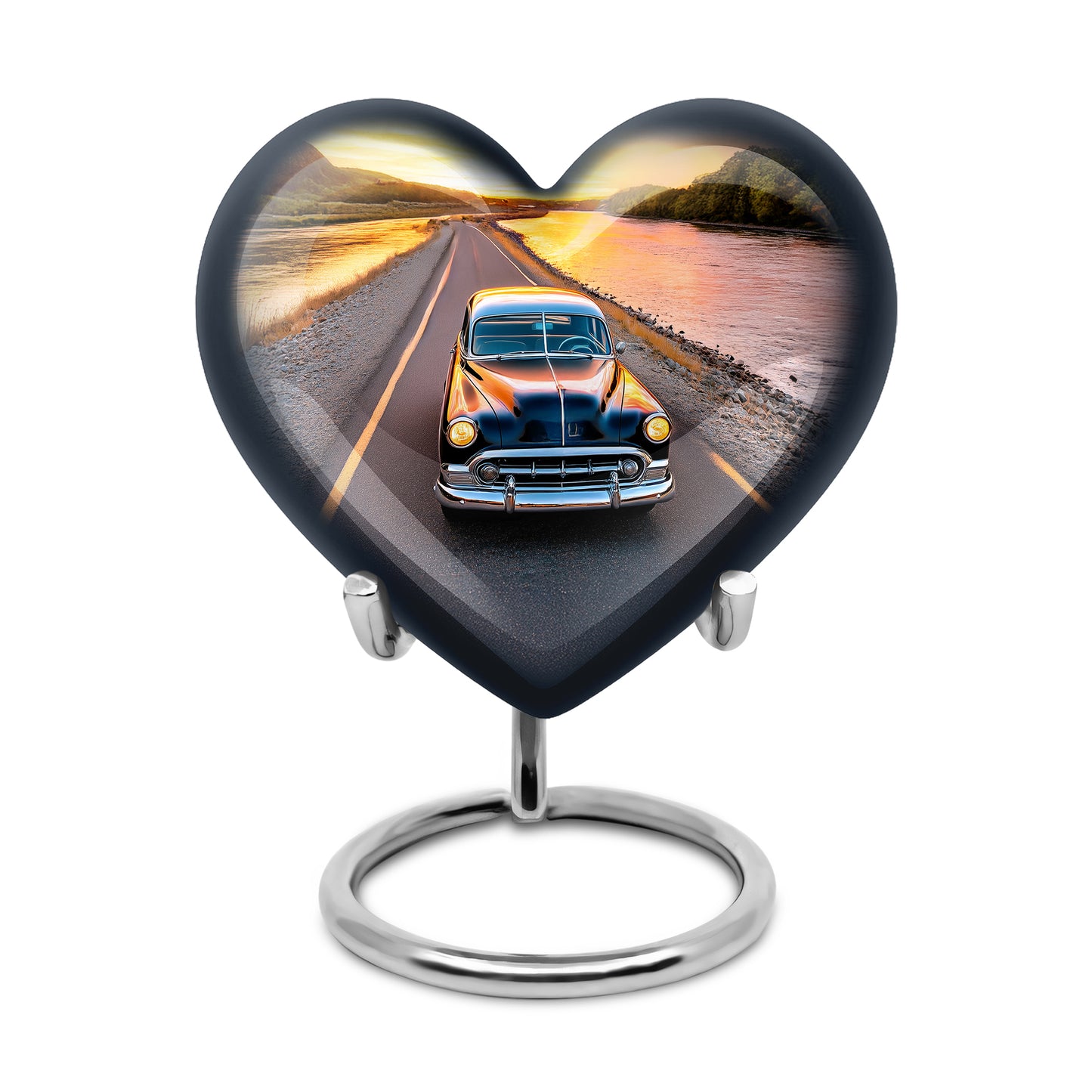 Inspiring Blue Car Passage Urn for Human Ashes - 10-inch, 200 cu in - Yatskia