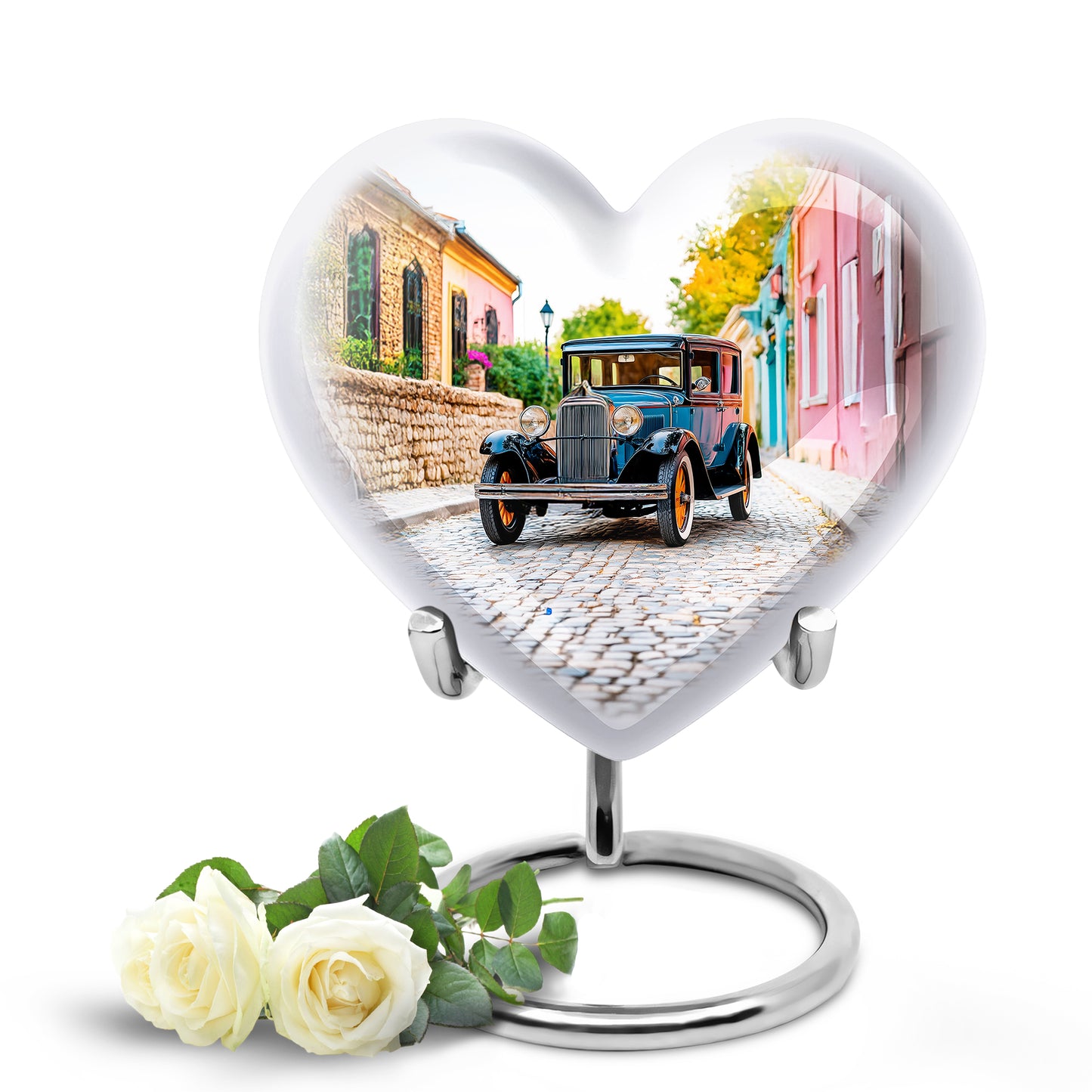 White Comforting Car Memorial Urn for Ashes - 10-inch, 200 cu in - Yatskia