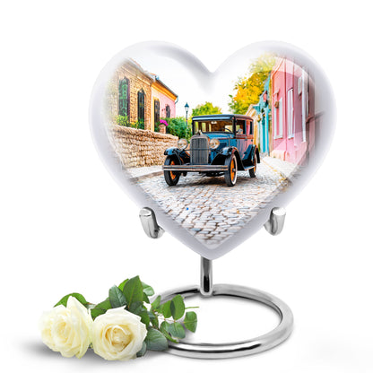 White Comforting Car Memorial Urn for Ashes - 10-inch, 200 cu in - Yatskia
