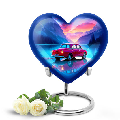 Timeless Blue Car Cremation Urn for Ashes - 10-inch, 200 cu in - Yatskia