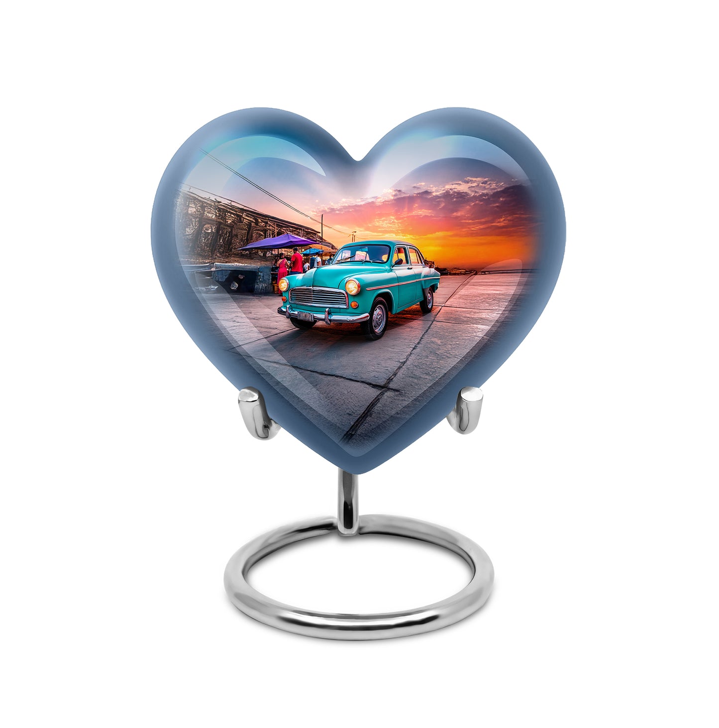 Blue Breathtaking Car Memorial Urn for Ashes - 10-inch, 200 cu in - Yatskia