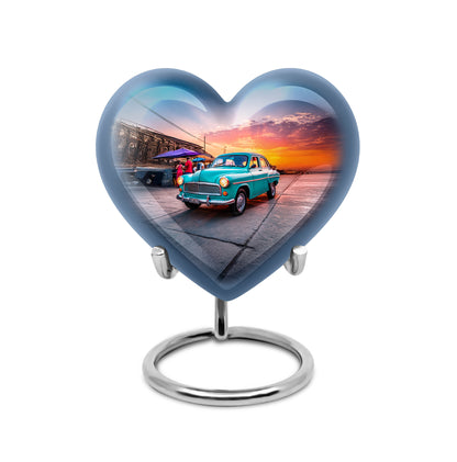 Blue Breathtaking Car Memorial Urn for Ashes - 10-inch, 200 cu in - Yatskia