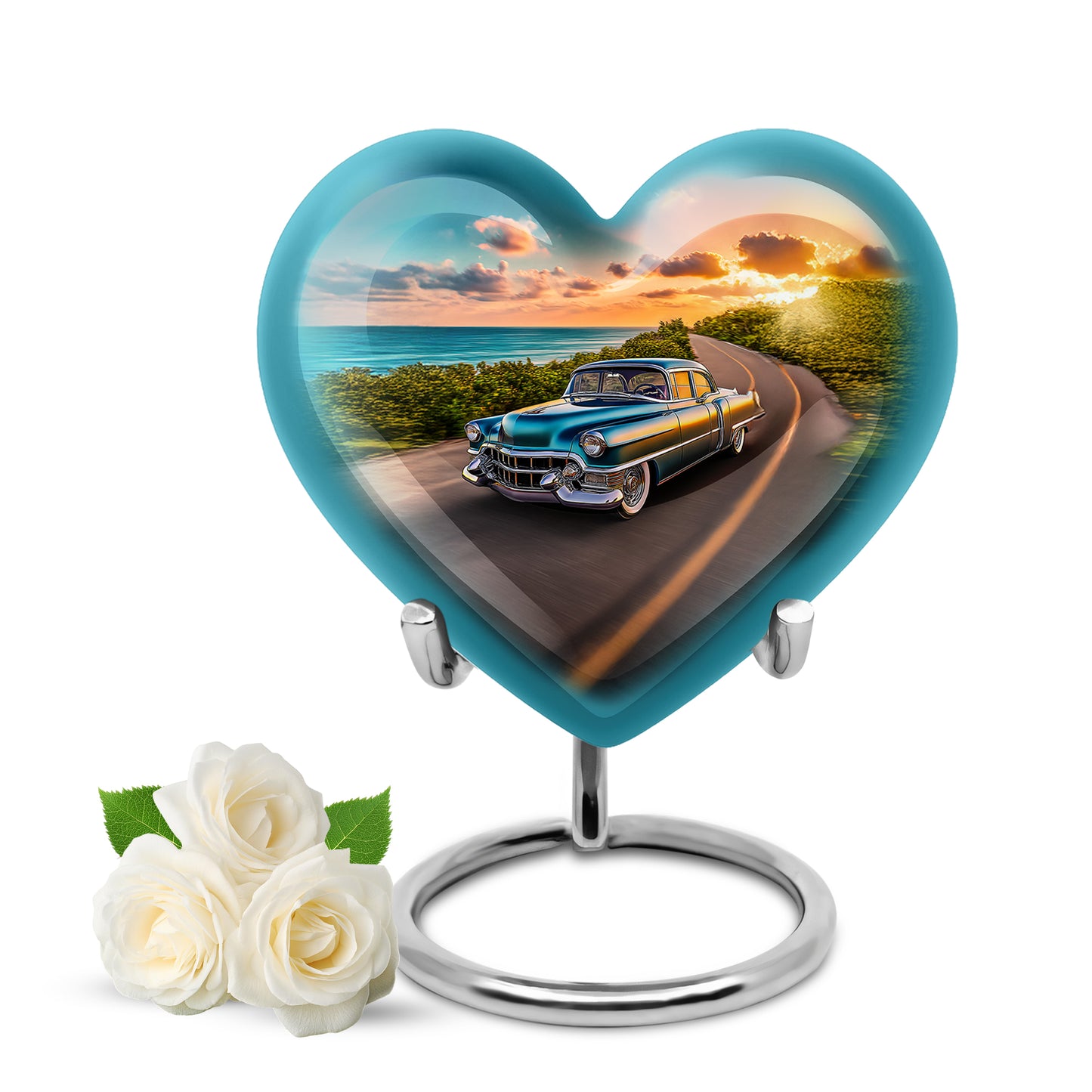 Blue Car Blessing Cremation Urns for Human Ashes - 10-inch, 200 cu in - Yatskia