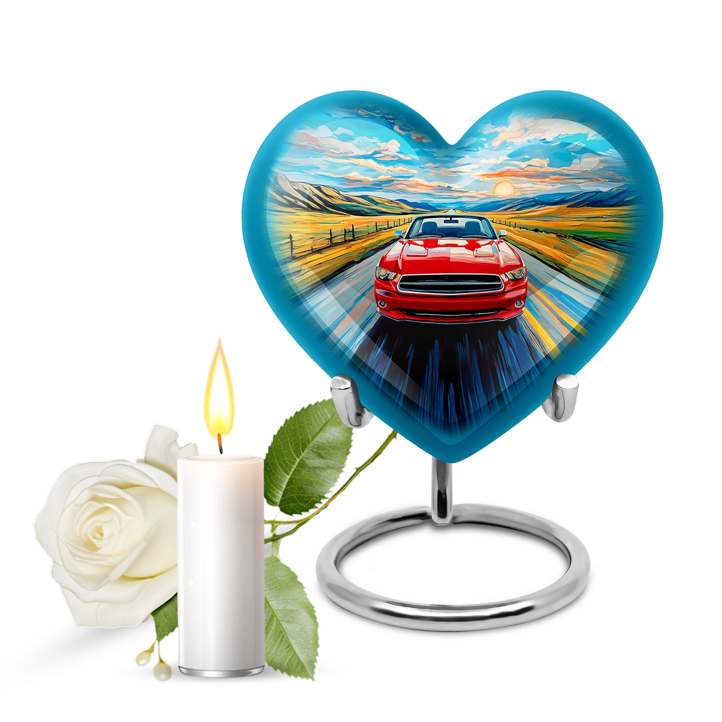Radiant Car Memorial Cremation Urns - Blue 10-inch, 200 cu in - Yatskia