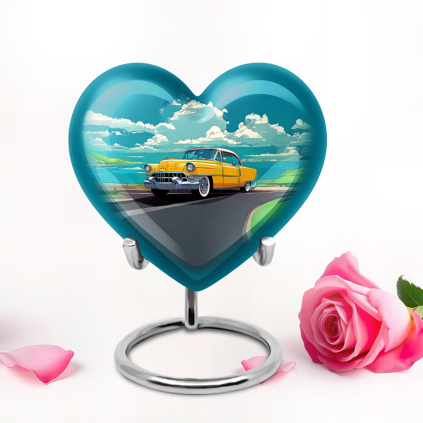 Personalized Teal Sovereign Car Cremation Urns for Human Ashes - 10-inch, 200 cu in - Yatskia
