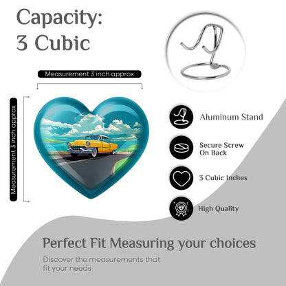 Ocean Teal Car Cremation Urn front view showing detailed design - heart-shaped car design symbolizing eternal love - mini keepsake memorial for portion of cremation ashes