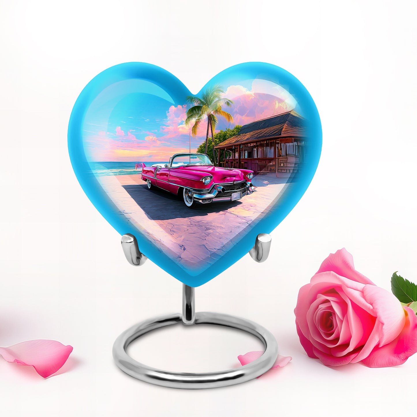 Stunning Blue Car Guardian Urn for Human Ashes - 10-inch, 200 cu in - Yatskia